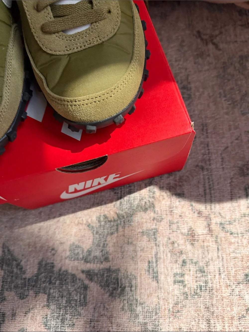 Nike Olive Green and White Waffle Racer Sneakers Moon shoes